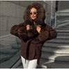 Elegant Faux Fur Thicken Jackets Women's Long Sleeves Pockets Patchwork Belts Hoodie Coat Winter Chic Warm Outerwear