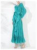 Chic Pleated Women's Dress Irregular Ruched Patchwork Design V Collar Niche Elastic Loose Lace Up Clothing 2DB1191