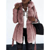 Women Autumn Winter Warm Faux Fur Coat Thick Women Long Coat Hooded Zipper Women Warm Coat with Belt Casaco Feminino