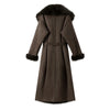 Fluffy Faux Fur Long Coats With Belt Women Winter Thicken Long Sleeve Lace Up Jackets Female Street Chic Outerwear