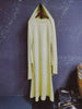 High Neck Cape Sleeve Slim-Fit Maxi Dress Pearl Trim Solid Color Floor Length Modest Abaya Style Formal Occasion Women