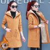 Plus Velvet Thick Lamb Plush Jacket Women Autumn Winter Parkas Lace-Up Of Hooded Loose Long Embroid Trench Coat Female