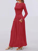 Autumn Women Long Sleeve Maxi Dress Comfortable Fit Ruched Detail Multi Color for Casual Everyday Wear
