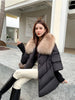 Female Loose Outerwear Down Jacket Overcoat Women Winter Coat 90% White Duck Down Jacket With Big Woolen Collar Coat