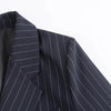 Blazers for Women Autumn Winter Loose Fine Stripes Long Sleeve Double-breasted Suits Jacket Chic Female Suit Coat