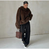 Winter Women's Furry Hooded Faux Fur Pullover Women Loose Full Sleeve Warm Solid Coat Winter Lady Street Chic Outwear