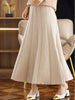 Women Autumn Winter Wool Skirt Long Pleated Skirt 100% Merino Wool Knitwear Grace Soft Dress Korean Style Skirt