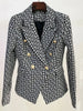 High Street Designer Jacket Women Lion Buttons Double Breasted Slim Fitting Monogram Jacquard Blazer