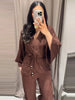Women's Trousers Sets V-neck Crinkle Wave Texture Lace Up Tops High Waist Straight Trousers Street Office Lady Partywear