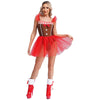 Adult Christmas Cosplay Costume Gingerbread Stripe Patchwork Velvet Dress Women Party Gingersnap Role-playing Cosplay Dress-up