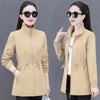 Windbreaker Women Mid Length Outerwear Spring Autumn Korean Waist Jacket Trench Coat for Women Basic Coat Mom Clothes