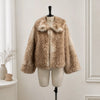 Retro Faux Fur Short Coat Women Elegant Casual Plush Lapel Single Breasted Coats Female Winter Classic Chic Street Outwear