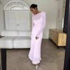 Spring Autumn O-Neck Elastic Knit Long Dresses Women Elegant Chic Soft Lady Hollowing Sweater Dresses Femme