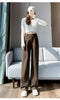 Brown Woolen Suit Pants for Women in Autumn and Winter Narrow Version Straight Wide-leg Pants with Drape