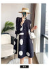 Sanzhai Pleated Ladies Windbreaker Coat Spring Autumn Single Breasted Stand Neck Printed Jacket Women Thin Long Outwear 4XL