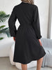 Autumn Winter Dresses for Women Casual Solid Color Button Tie Up Long Sleeved Shirt Dress Blue Green Black Red Woman Clothing