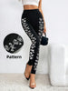 Women‘s Black Leggings with Butterfly Side Design, High Waist Sparkling Rhinestone Leggings, Stretchy for Streetw
