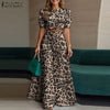 Leopard Print 2 Pieces Sets Woman Street Puff Sleeve Short Tops Wide Leg Pants 2pcs Suits Outfits OL Pant Sets