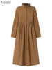 Women Autumn Corduroy Dress Casual Long Sleeve Buttons Up Sundress Solid Loose Holiday Vestido Kaftan Vintage Shirt Dress