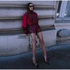 Color Block Cropped Anorak Jacket Women Stand Collar Half Zip Kangaroo Pocket Long Sleeve Jackets Autumn Casual Chic Coat