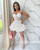 Women Mesh Diamonds Rhinestones Cake Style Big Swing Strap Bodycon Midi Dress Sexy Party Even Dresses Vestidos