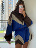 Women's Shorts 2 Pcs Sets Panelled Lantern Long Sleeve Ruched Zipper Loose Coats Lace Up Short Pants Chic Lady Sporty Outfit