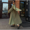 Women's Plaid Scarf Long Trench Coat Loose Stand Collar Full Sleeve Single Breasted Split Coats Autumn Lady Jacket