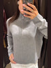 Grey Stand Collar Knit Cardigan Women's Full Sleeve Zippers Pocket Coats Autumn Lady Daily Casual Streetwear