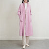 Pleated Lapel Collar Autumn Winter Thickened Pleated Women's Trench Coat Chic Loose Single Breasted Cotton Jacket