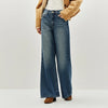 Women Jeans Belted Fleece Lined Flared Loose Fit Distressed Wash Vintage HighWaist Streetwear Denim Pants