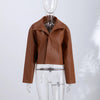 Casual Pu Leather Women's Jacket Chic Solid Long Sleeve Stand Collar Female Outwear Autumn Winter Street Short Lady Jacket