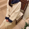 Solid Wool Coat Women Casual Hooded Y2k Loose Zipper Blends Cardigan Full Sleeved Thick Warm Outwear Jackets Autumn Winter