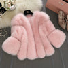 Women Imitation Fur Coat Short Slim Splicing Outwear Thicken Warm Jacket Temperament Casual Out coat Solid Color