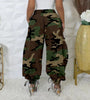 Women Streetwear Drawstring Pants Autumn Winter Camouflage Print Loose Safari Cargo Harem Hip Hop Trousers