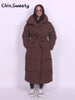 Warm Women's Puffy Quilted Hooded Long Cotton Coat Loose Solid Stand Collar Lace Up Zipper Overcoats Winter Lady Outwear