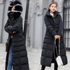 Female Winter Over Knee Loose Large Fur Collar Hooded Warm Thick Parkas Long Down Cotton Plus Size Parkas Coat Women Padded Coat