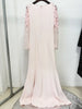 High Street Designer Women's Spliced Mesh Diamonds Beaded Long Sleeved Floor Length Maxi Long Dress