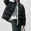 Women's Winter 90% Duck Down Jacket With Drawstring and Ribbed Collar Knitted Patchwork Oversized Warm Puffer Coat