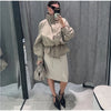 Drawstring Waist Windbreaker Jacket Women Contrast Collar Flap Pockets Long Sleeve Zip Up Coat Autumn Casual Loose Jackets