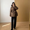 Winter Women's Down Jackets Ultra Light Warm Cusual Coat Female Puffer Jacket With Belt Plus Size Hooded Short Parka