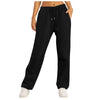 Women's Winter Sweatpants Solid Color Casual Fleece Sweatpants Outdoor Travel Camping Wide Leg Straight Pants