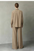 Minimalist Women Stripe Shirt Autumn Lapel Concealed Placket Loose Wide Leg Pants Casual Trousers Separate 12623109