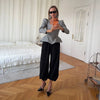 Elegant Woolen Top Pants Women Set Urban Long Sleeve Slash Neck Pleated Blouse Straight Trousers Autumn Winter Lady Suit