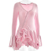 Sexy Black White Patchwork Ruffles Short Dress Women's Long Flare Sleeve Lace-up Evening Party Mini Dresses Female Blue Pink Red