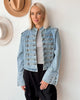 Women Vintage Denim Military Jacket Retro Solid Round Neck Single Breasted Slim Short Jackets Lady Daily Street Outerwear