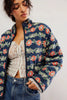 Chic Vintage Floral Print Cotton Coat Autumn Winter Women Jacket Long Sleeve Cardigan Pocket Streetwear Short Quilted Jacket