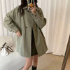 Mid-length Trench Spring and Autumn Retro Korean-style Turn-down Collar Design Loose and Casual Women's Coats