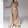 Women Party Dress Long Sleeve Sequins Empire Mesh Elegant O-neck Lady Big Swing Banquet Temperament Clothing