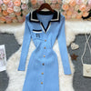 Chic Sexy Wrap Hips Knitted Maxi Dress Women Brand Embroidery Long Sleeve Sweater Dress Autumn Vestido