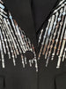 High Street Designer Suit Set Women's Sequined Beading Single Button Blazer Flare Pants Set 2pcs